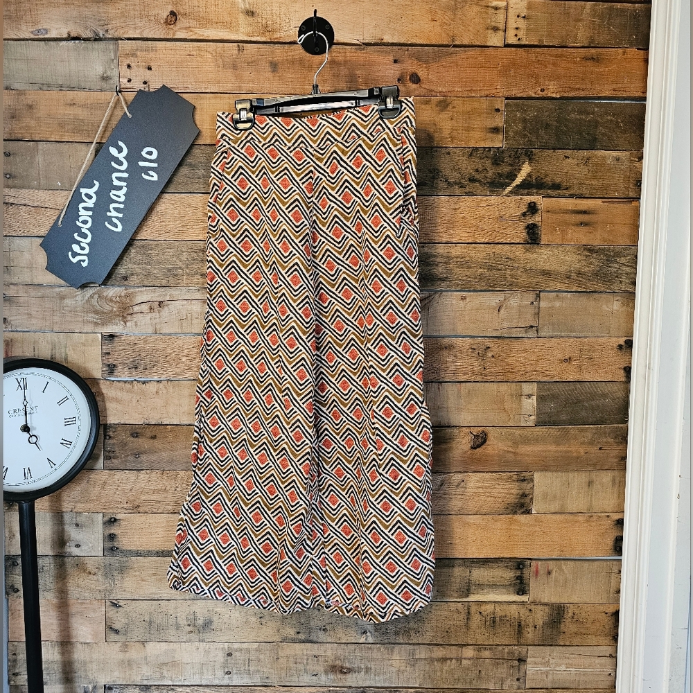Tahari Women's Patterned 100% Linen Wide-Leg Pants Size S